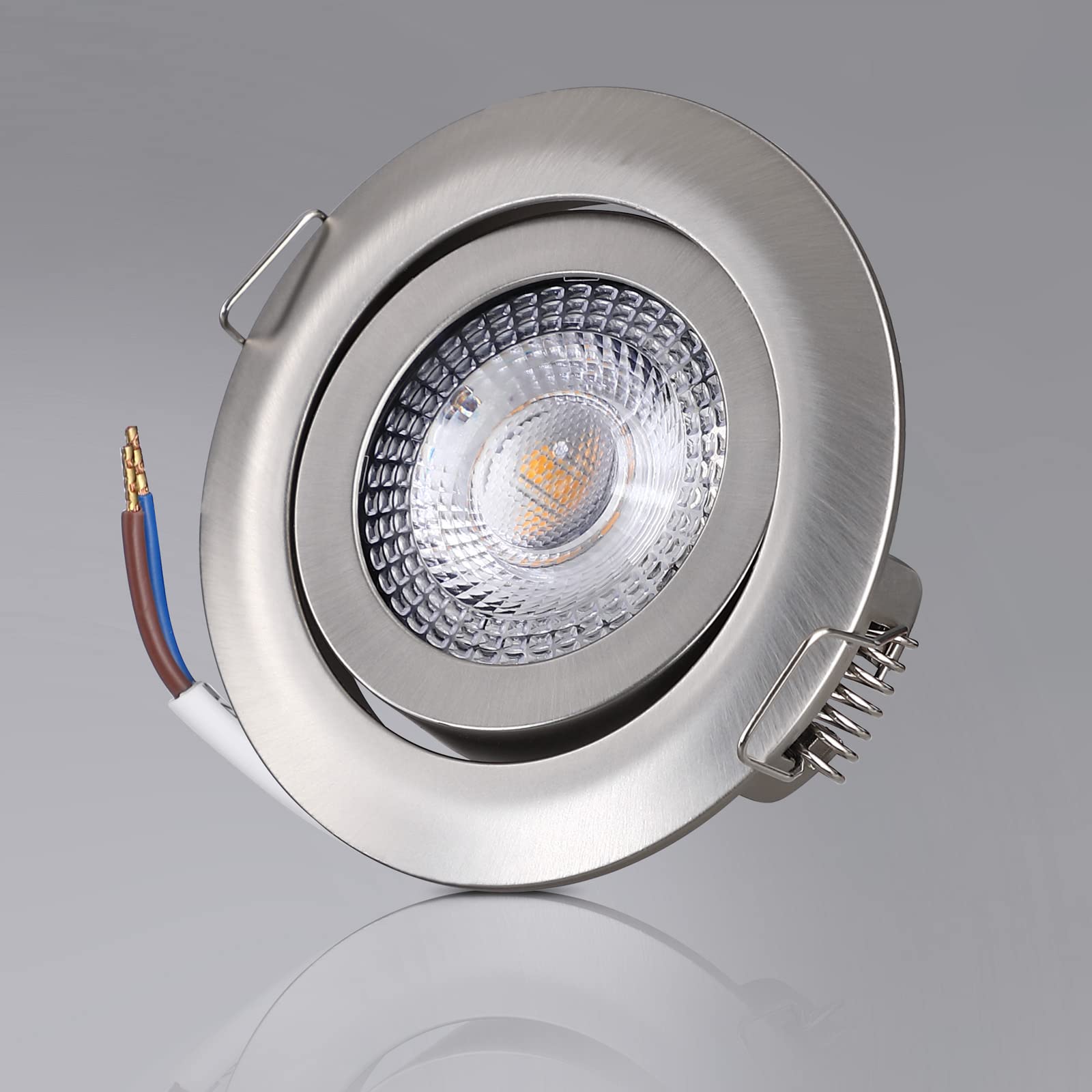 Monzana 12x Focos LED Empotrables Planos Regulables 68mm Luz de Techo Giratorio Blanco cálido 3000K Plata