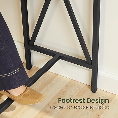 Miniatura 9 de Mesa de bar de 70.9 pulgadas, mesa de comedor de cocina con toma de corriente y reposapiés, estilo industrial, para pub, sala de estar, negro