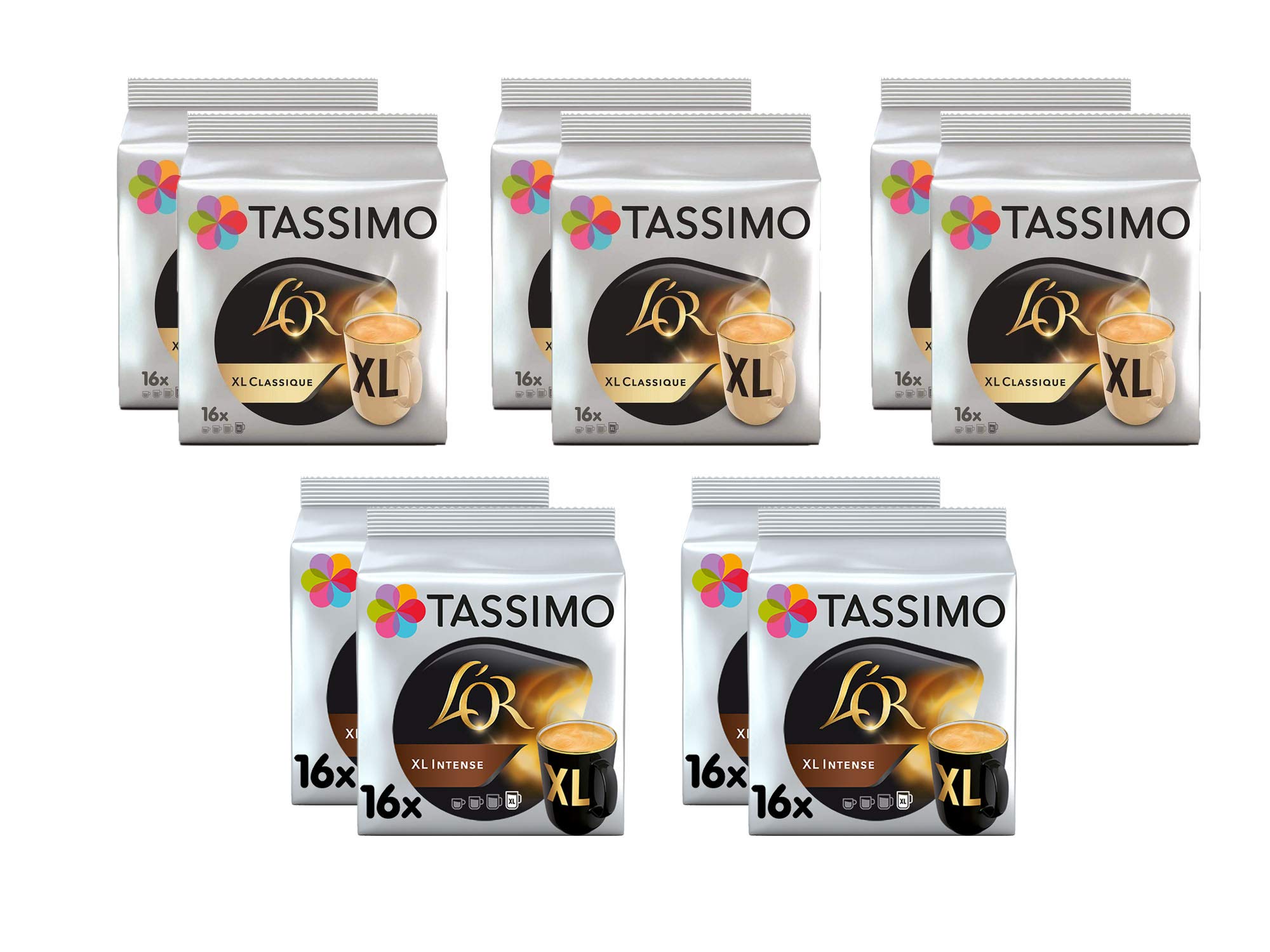 Tassimo Coffee L'OR XL Selection – L'OR Classique XL & Intense XL – 10 Packungen (160 Portionen)