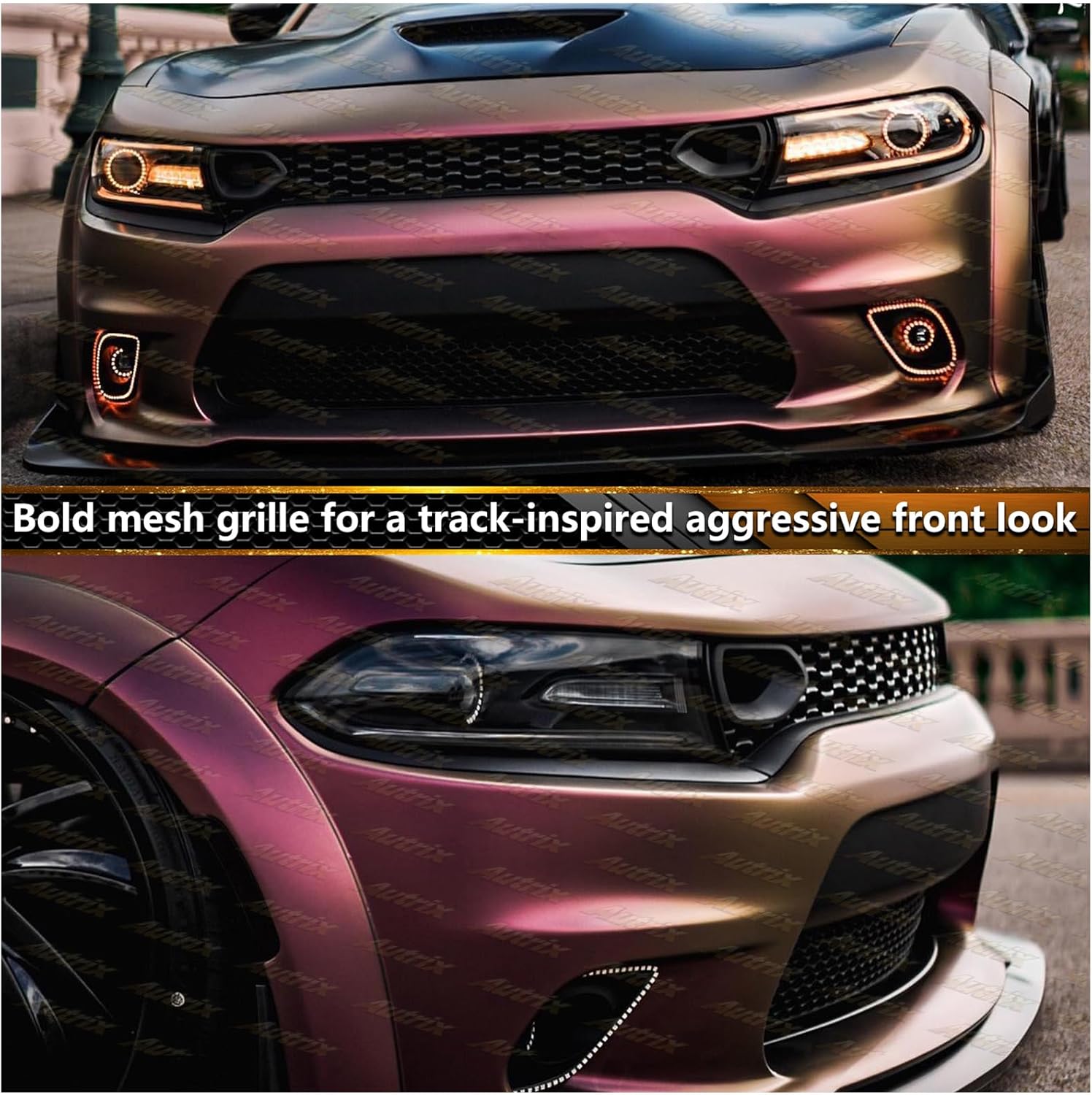 Front Bumper Grille For 2020-2024 Dodge Charger SRT Scat Pack Widebody Models, Front Upper Grille Matte Black
