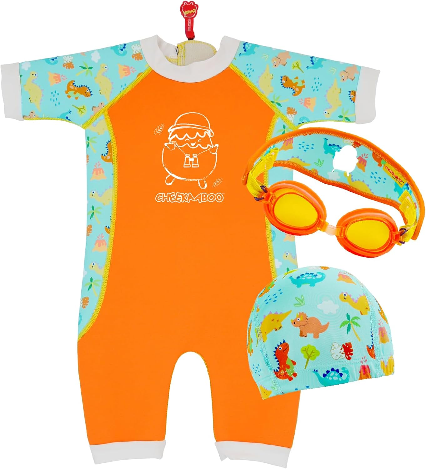 6-12 Months Old Toddler & Kids Thermal Swimsuit with UPF50+, Anti-Fog Goggles & Comfy Swim Cap, 3-Piece Swim Gear Bundle for Boys & Girls