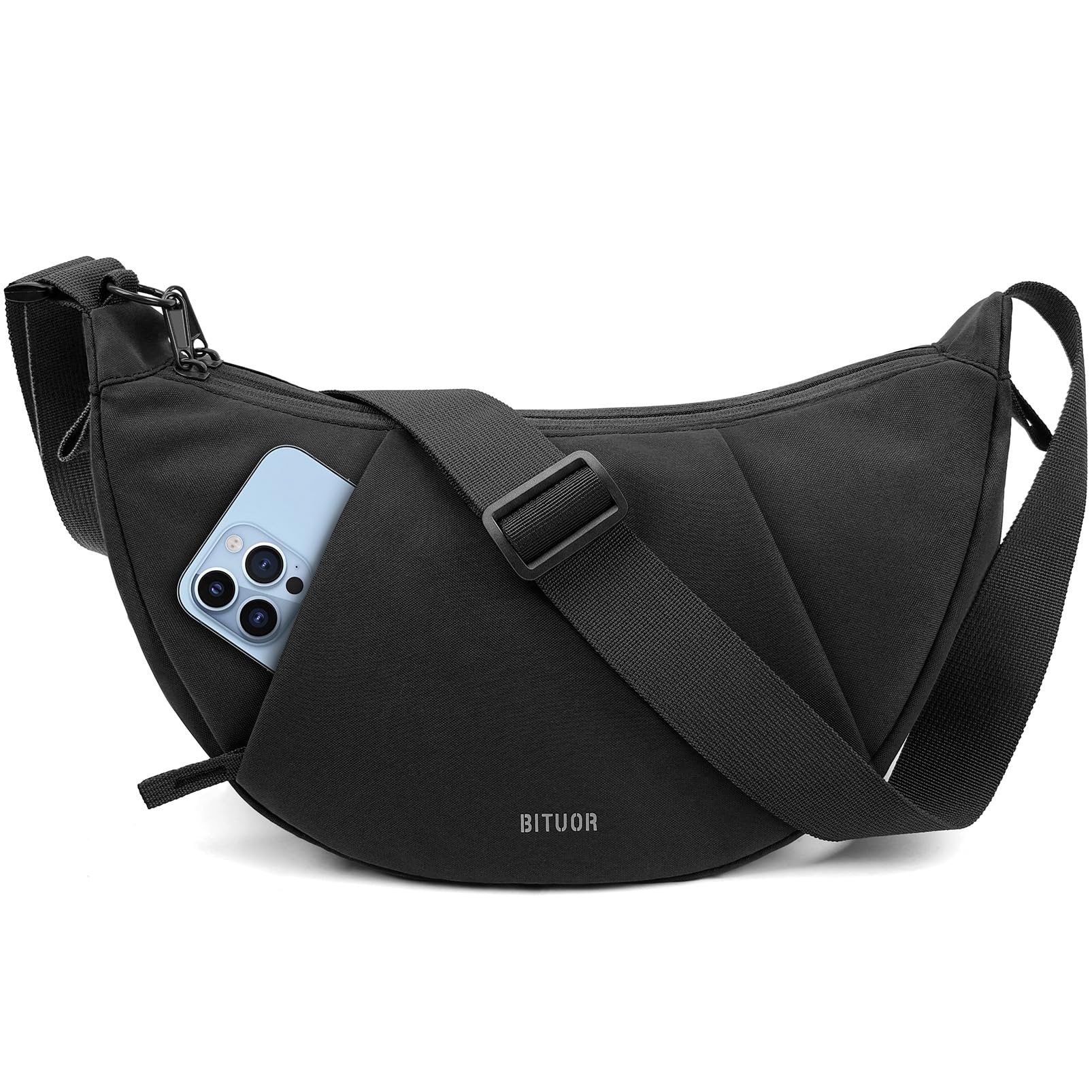 Borsa Tracolla Donna a Mezzaluna Antifurto | Borsa a Mezzaluna, Tracolla Regolabile, Impermeabile e Con Molte Tasche.
