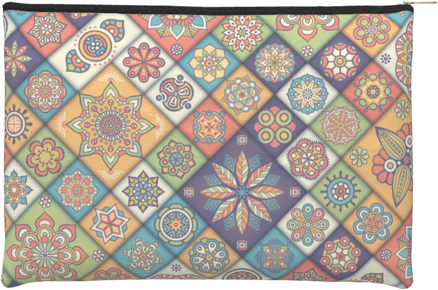 Makeup Bag for Women Oriental Tile Small Makeup Pouch Waterproof Funny Cosmetic Bags Zipper Travel Toiletry Bags