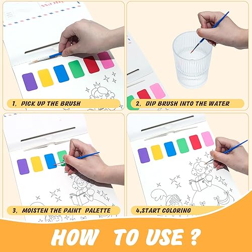 Miniatura 4 de Libros de pintura con agua, libro para colorear de acuarela para niños de 4 a 8 años, libro de pintura de acuarela para niños pequeños, libros para