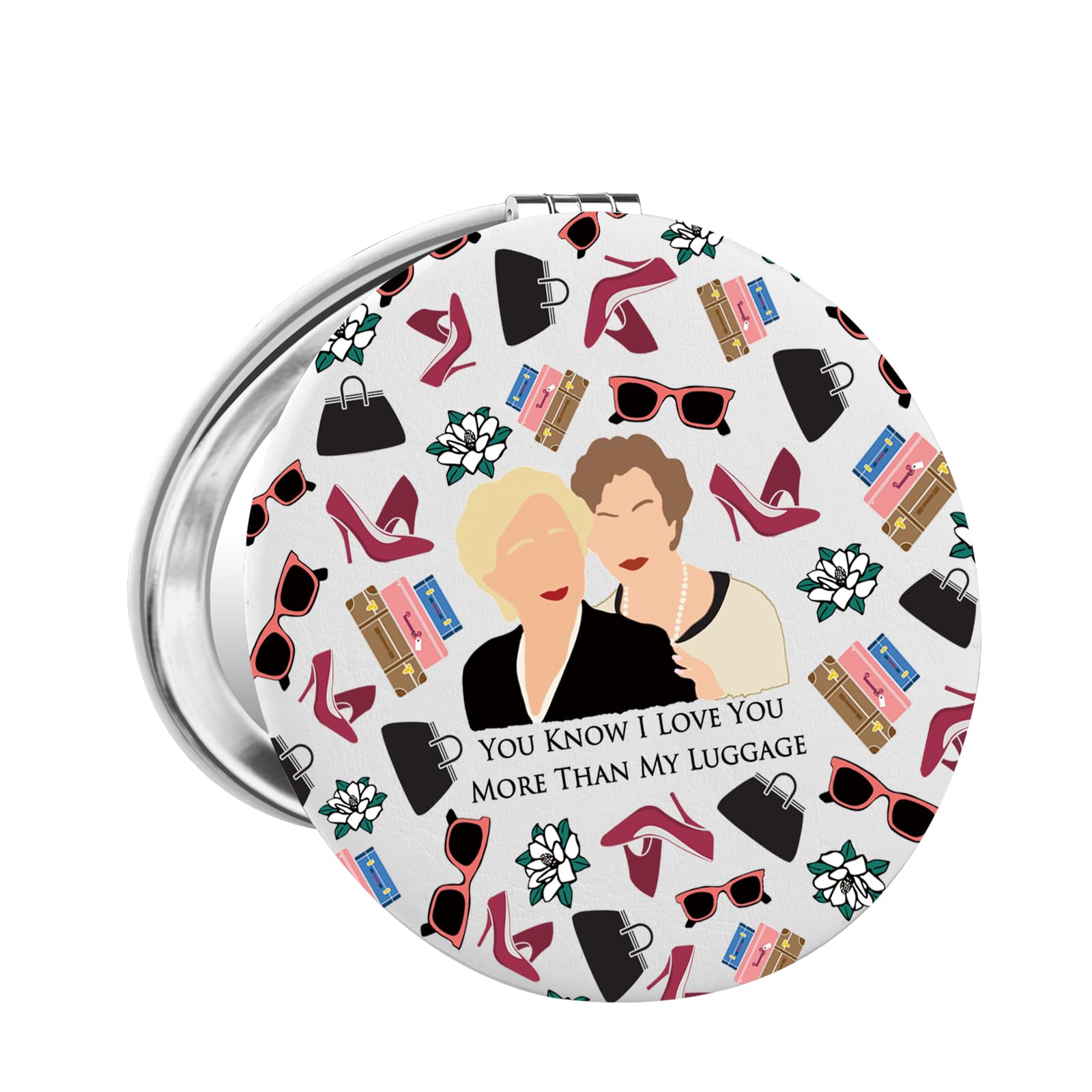 Miroir de poche Magnolias en acier femme petit miroir de maquillage compact portable
