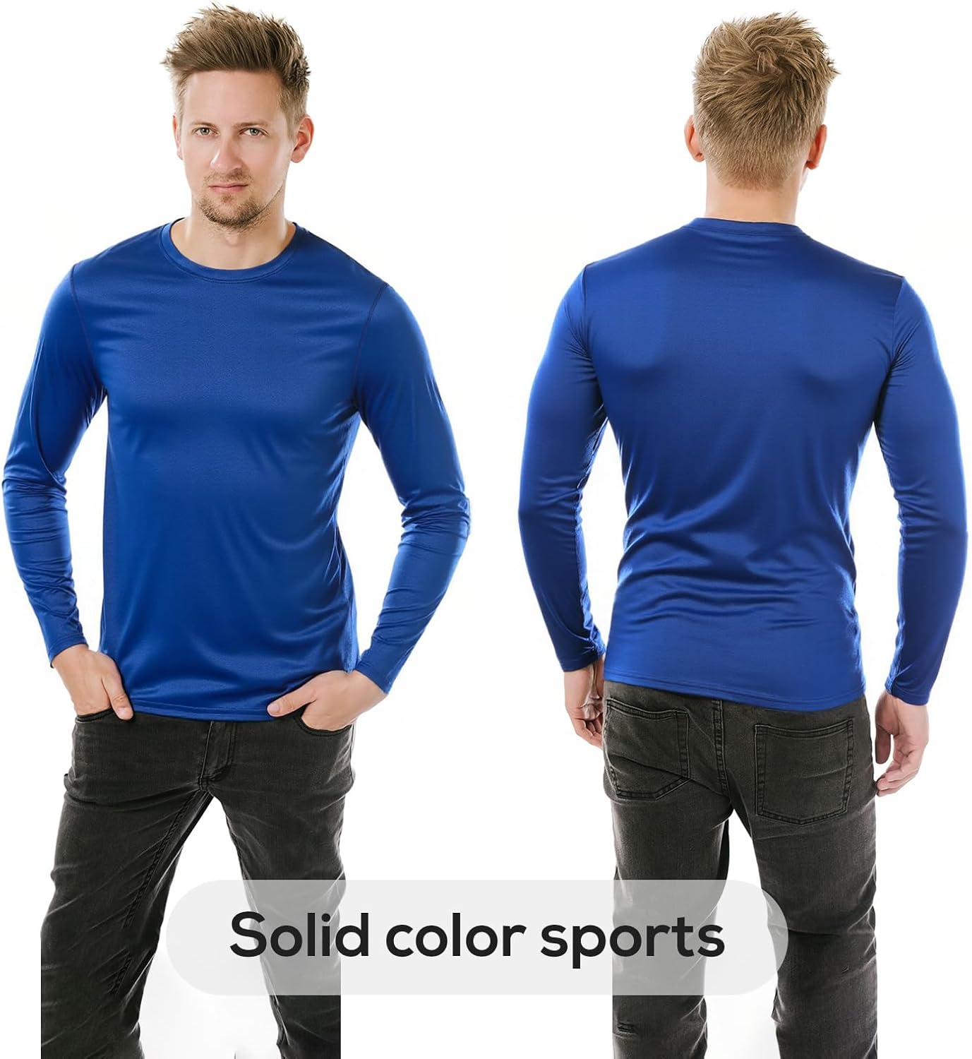 5 Pack Men's Mesh Long Sleeve Shirts - Athletic Breathable Quick-Dry Tops for Running & Gym Training, Hiking - Image 2