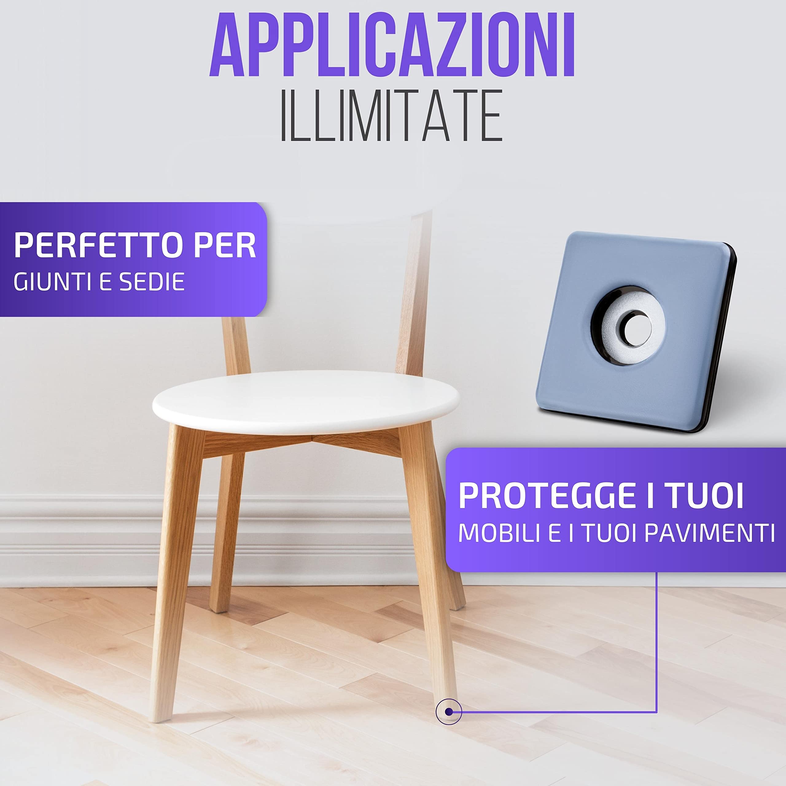 Filzada® 26x Piedini per mobili in Teflon da avvitare - 25 x 25 mm (quadrato) - Scivoli per mobili/scivoli per moquette PTFE (Teflon) incl. viti