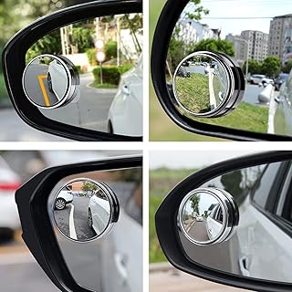 Blind Spot Mirrors for Car Side Mirrors White Frame Small Round Mirror Convex Rear View Mirror - 1 Piece by RanaStore