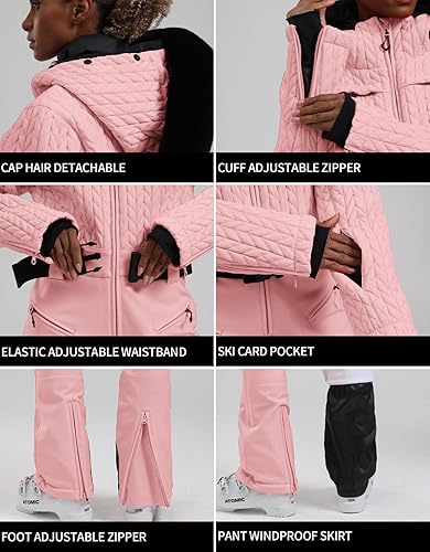 Miniatura 9 de GSOU SNOW Trajes de esquí para mujer de una pieza para snowboard invierno impermeable resistente al viento traje de nieve para deportes al aire libre