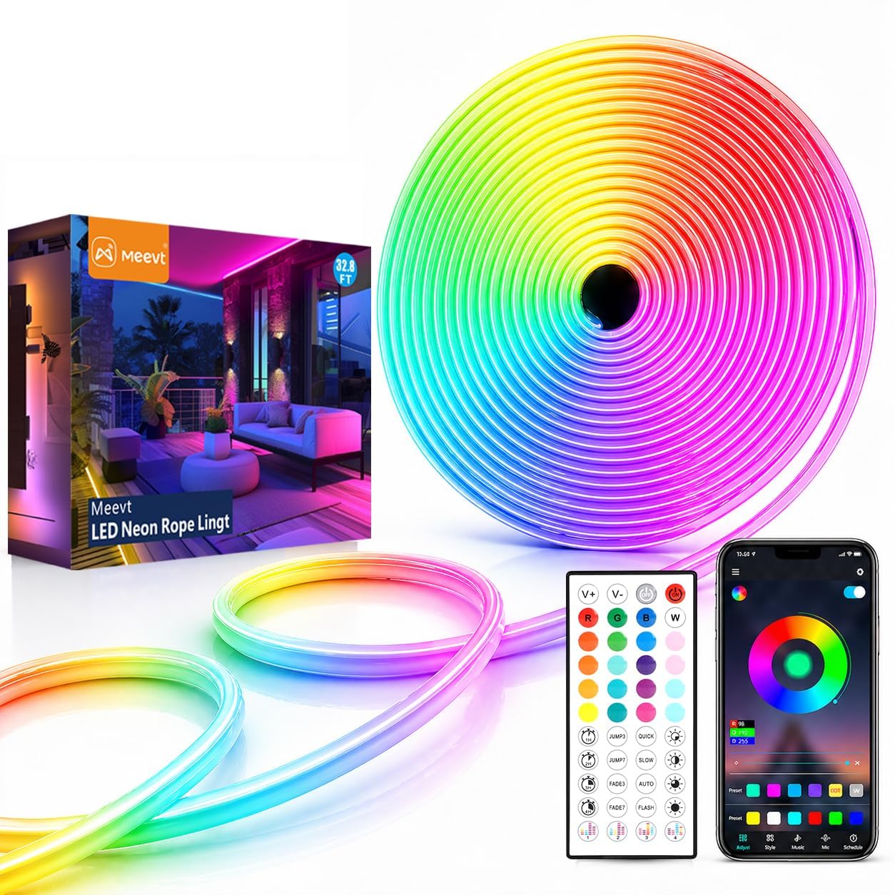 Meevt Tiras LED Neón 10M, Luces RGB 24V para Gaming y Fiesta y Habitacion
