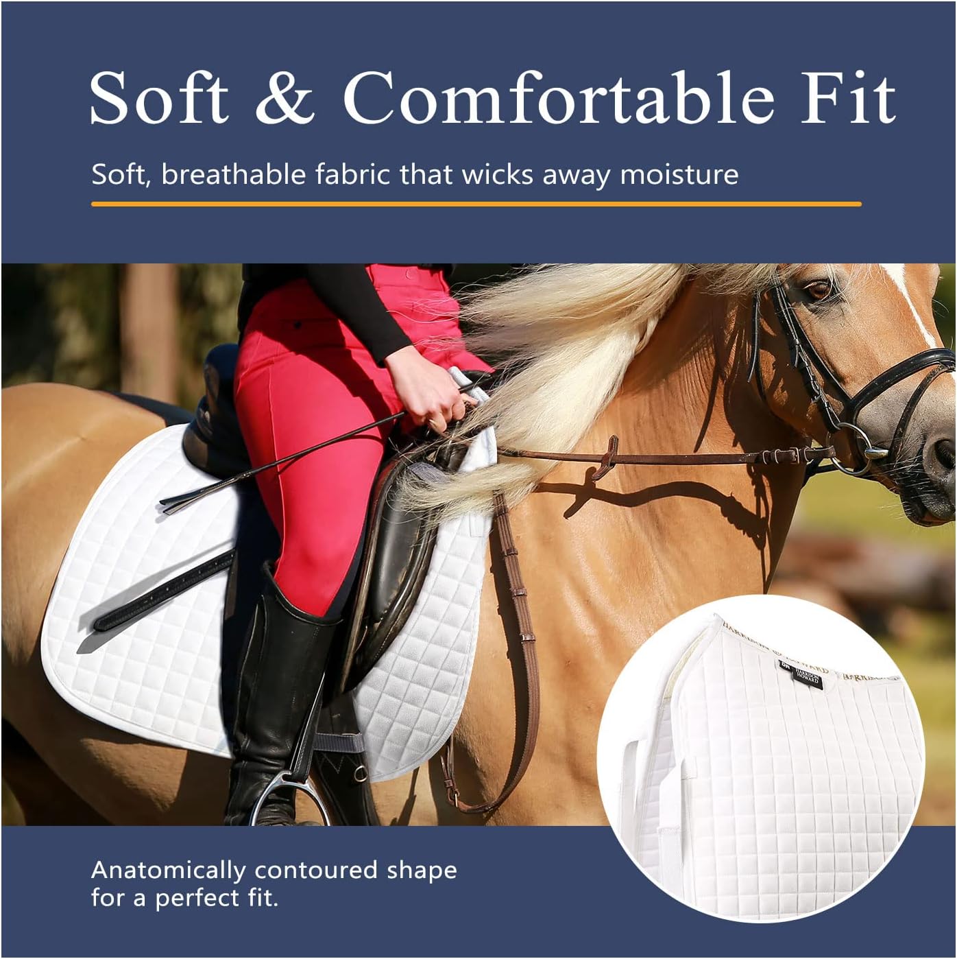 Harrison Howard Dressage Saddle Pad Suede Square English Saddle Pad for Horses Dressage Event