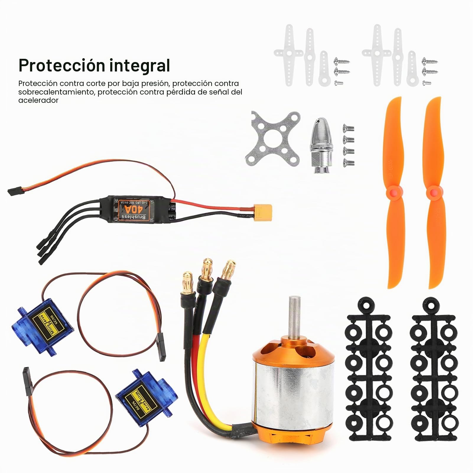 Kit de Accesorios de Avión RC, 2217 1100KV Motor + 1060 Hélice + 9G Servo + 40A ESC XT60 Set, Juego de ala Fija Helicopter para Glider Quadcopter Copter Multi Copter