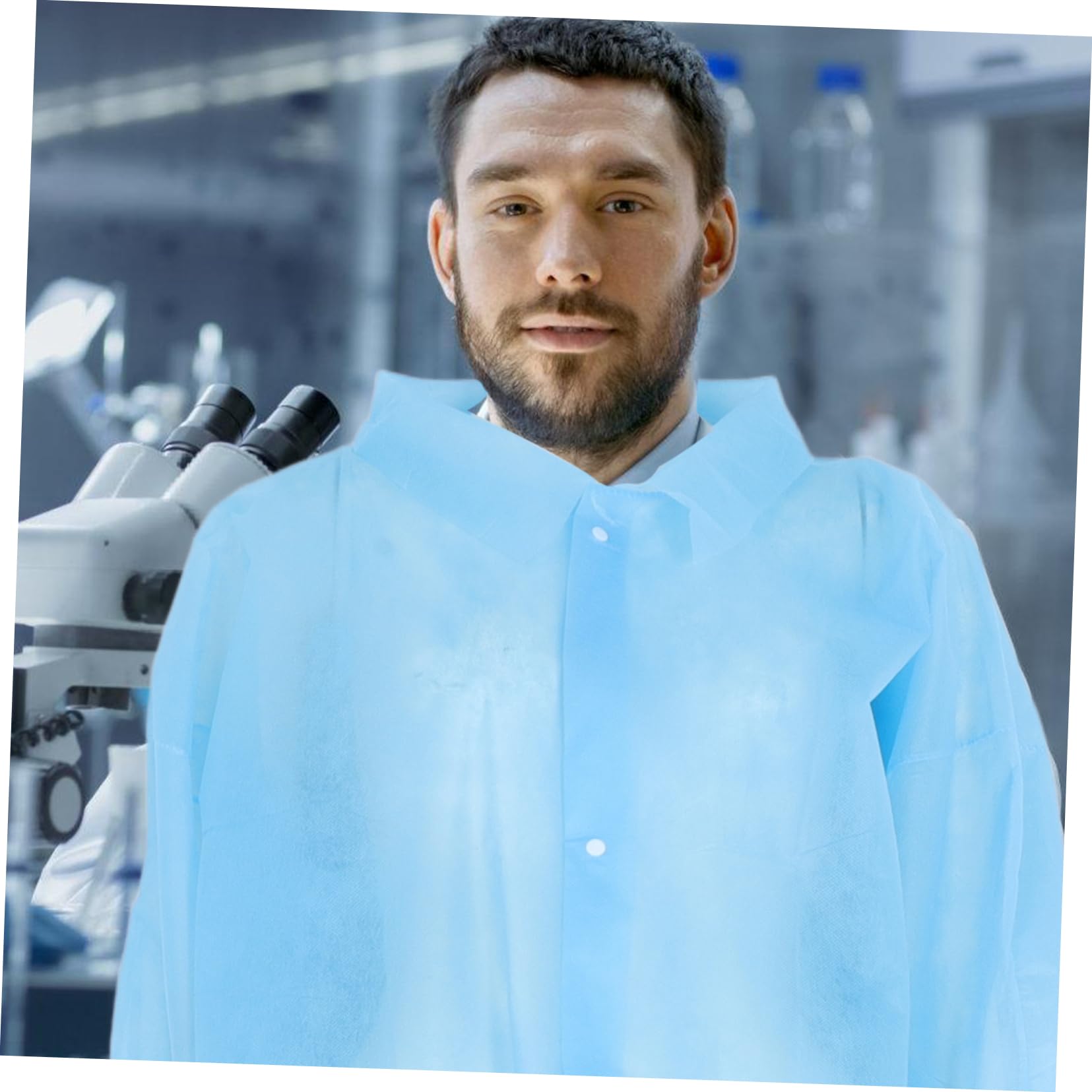 GLEAVI 10pièces Blouses De Jetables Non-tissé Vêtements De Laboratoire Respirants Combinaisons De