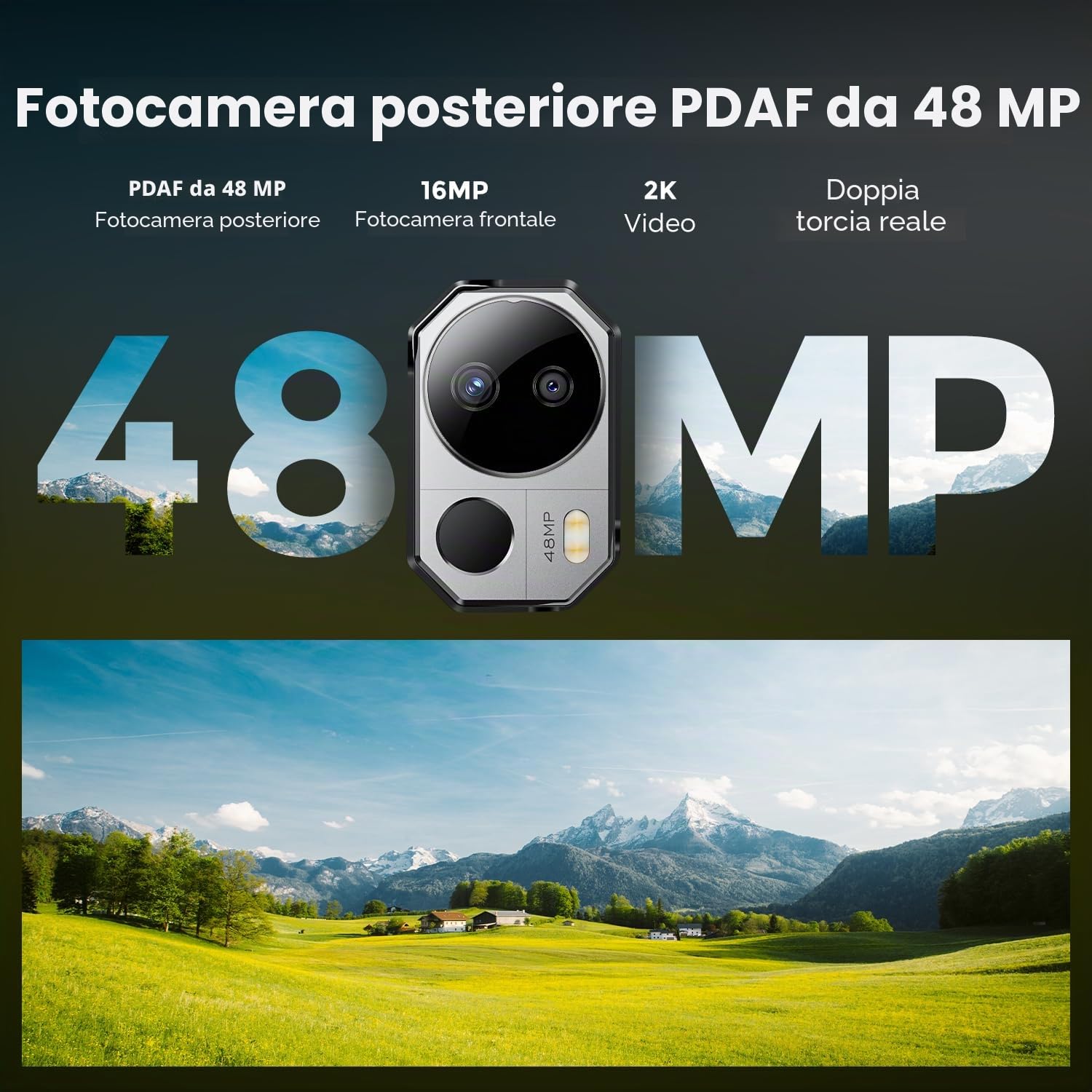 FOSSiBOT DT1 Rugged Tablet, Batteria 11000mAh, 16GB+256GB(1TB Extend), 48MP+16MP Fotocamera,10.4'' 2K Display Android 13 IP68 IP69K Tablet,Dual SIM 4G, 4 Stereo Altoparlante, GPS Arancione