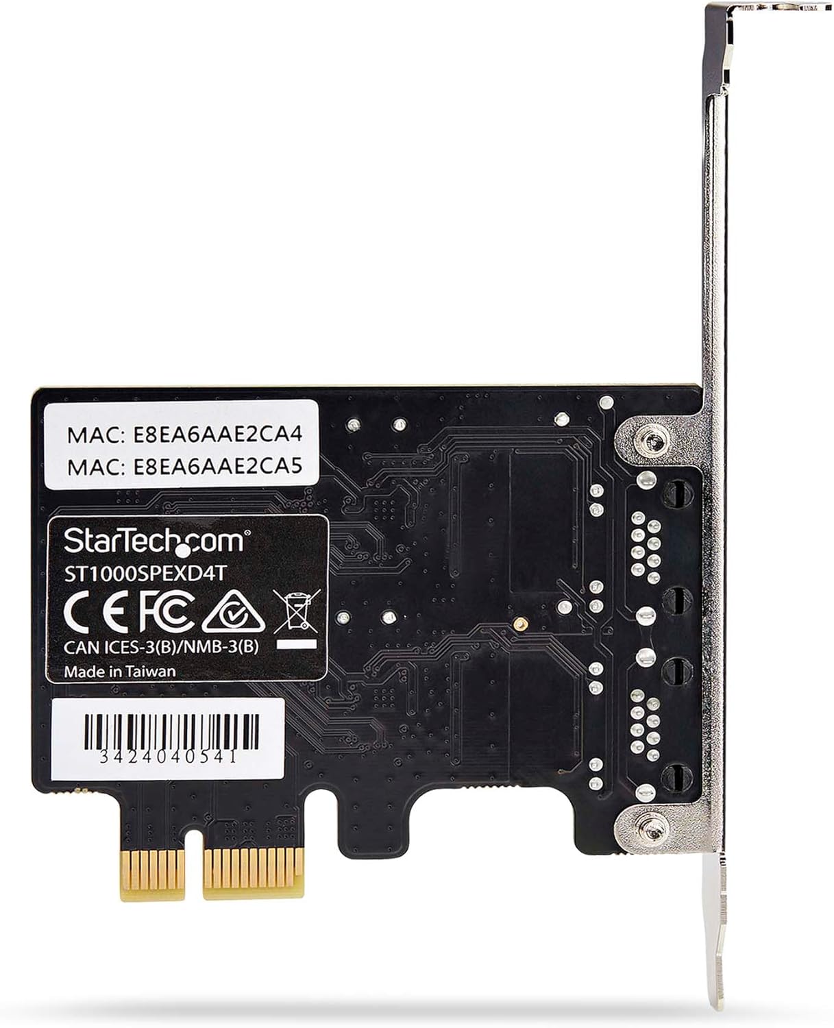 StarTech.com 2-Port Gigabit PCIe Network Adapter Card, PCI Express LAN Card, NIC, 2X Realtek RTL8111H, TAA Compliant