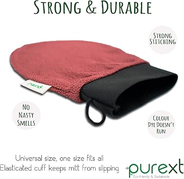 Spa Exfoliating Glove - Kessa Hammam Body Scrubber Mitt (250D) | PureXT Exfoliating Mitt, Fake Tan Remover, Shower Exfoliator, Dead Skin Remover, Suitable for Rough Bumpy Skin, Ingrown Hair