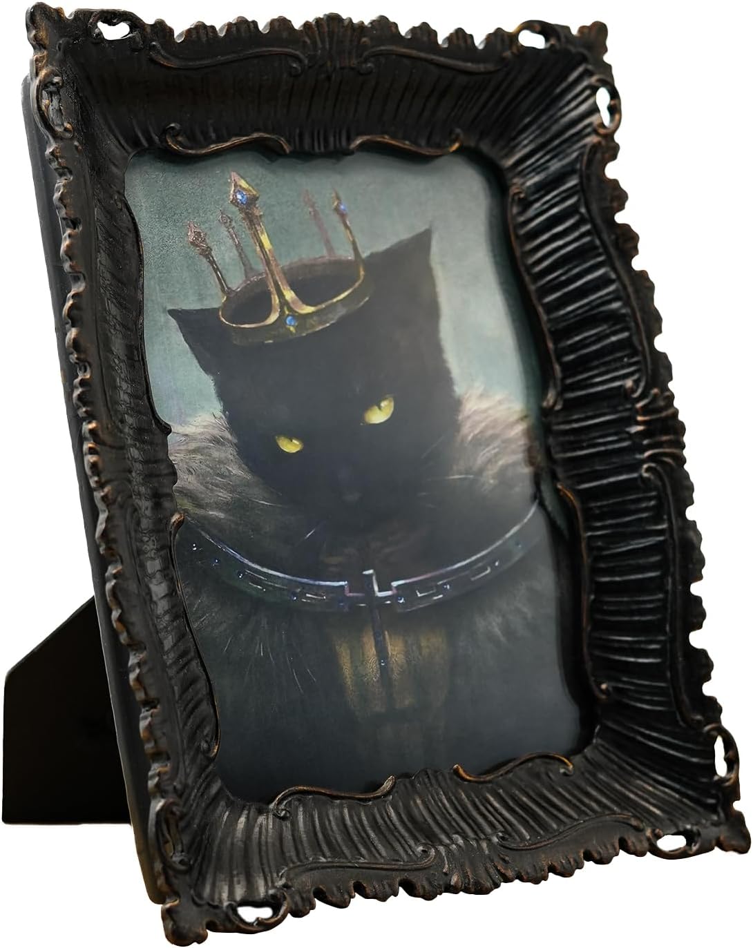 5x7 Vintage Picture Frame, Antique Black Gothic Ornate Baroque Style Photo Frame with Glass, Ideal for Dark Fantasy Art, Retro Tabletop & Wall Hanging Home Decor