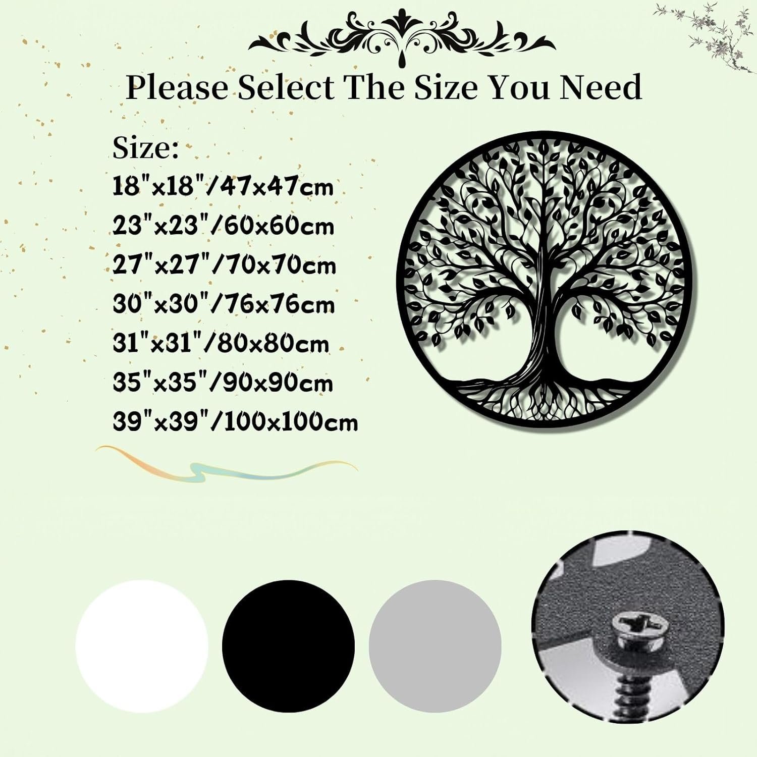 Tree of Life Metal Wall Art,Tree of Life Wall Art,Metal Tree of Life Wall Decor, Metal Tree Wall Art,Family Tree Wall Decor,Black Large Metal Wall Decor for Living Room,Bedroom,Dining Room (18"x18"/47x47cm, Black)