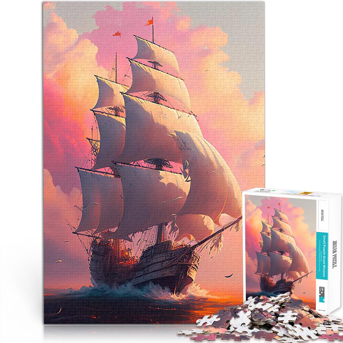 Puzzle da 2000 pezzi per adulti nave pirata Giocattoli che creano dipendenza e sfidano l'intelligenza del cervello grande regalo 70x100cm