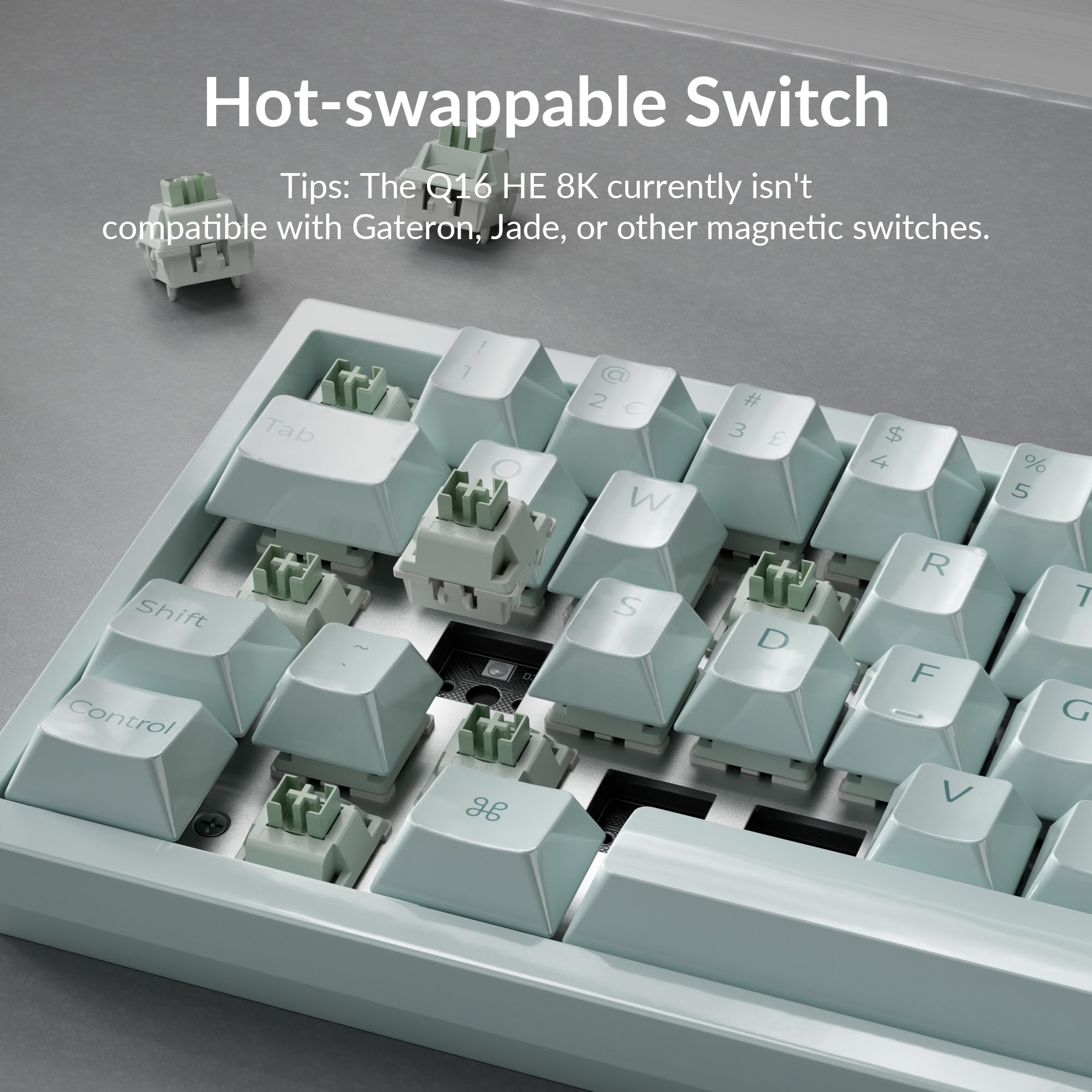 Keychron Q16 HE Kabelgebundene Magnettastatur, 8000 Hz Polling-Rate, Keramikmaterial, 65% ISO-DE-Layout, RGB, Gaming-Tastatur für Mac, Windows und Linux, Rapid-Trigger-Lime-Schalter
