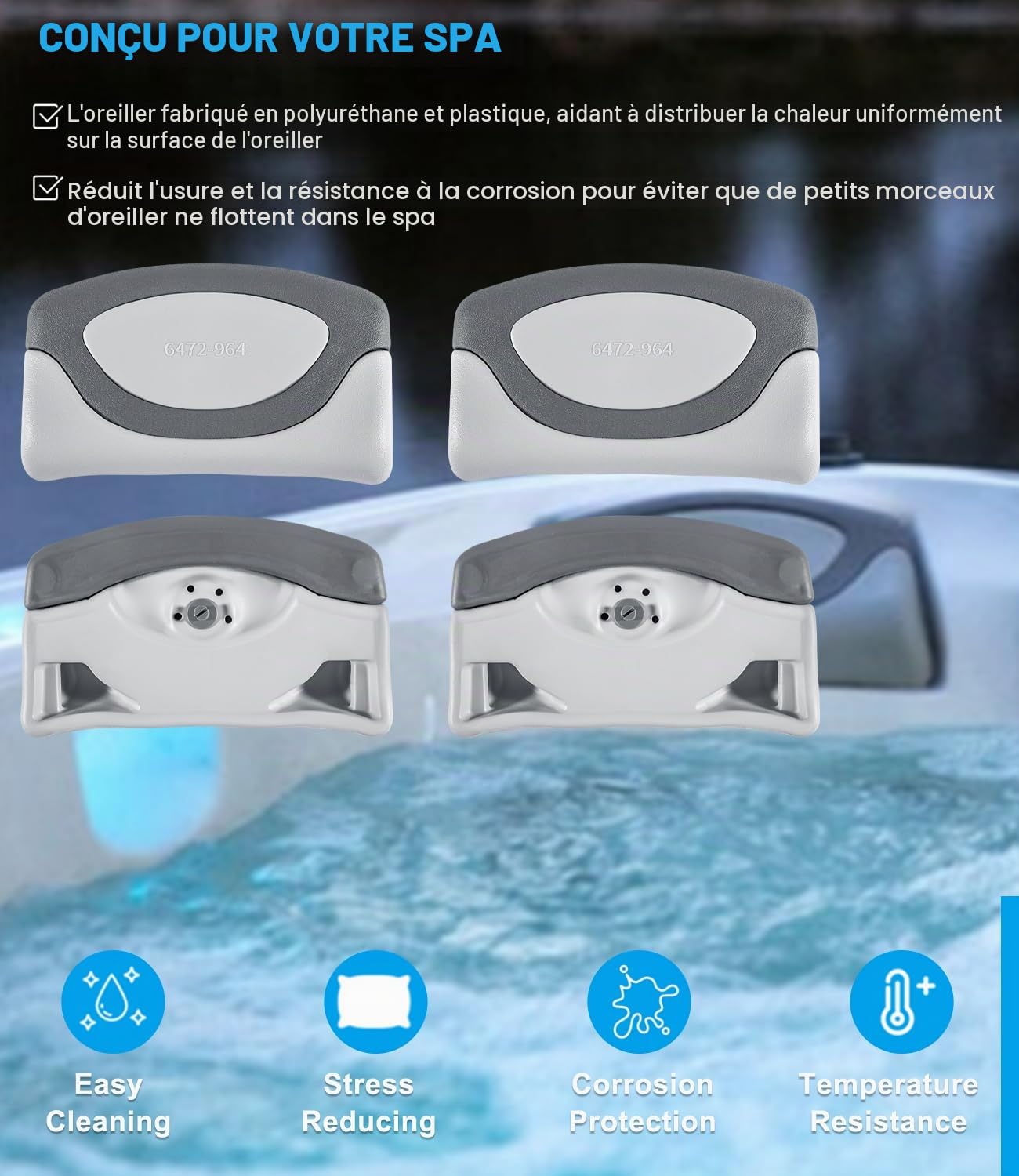 Lot de 4 oreillers 6472-964 pour spa Sundance série 880 2009-2017