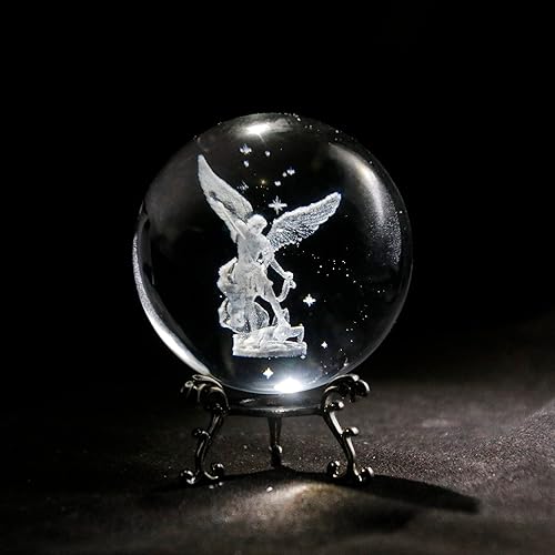 vskikris Figura de arcángel láser 3D de San Miguel Slaying Demon de 3.15 pulgadas con soporte