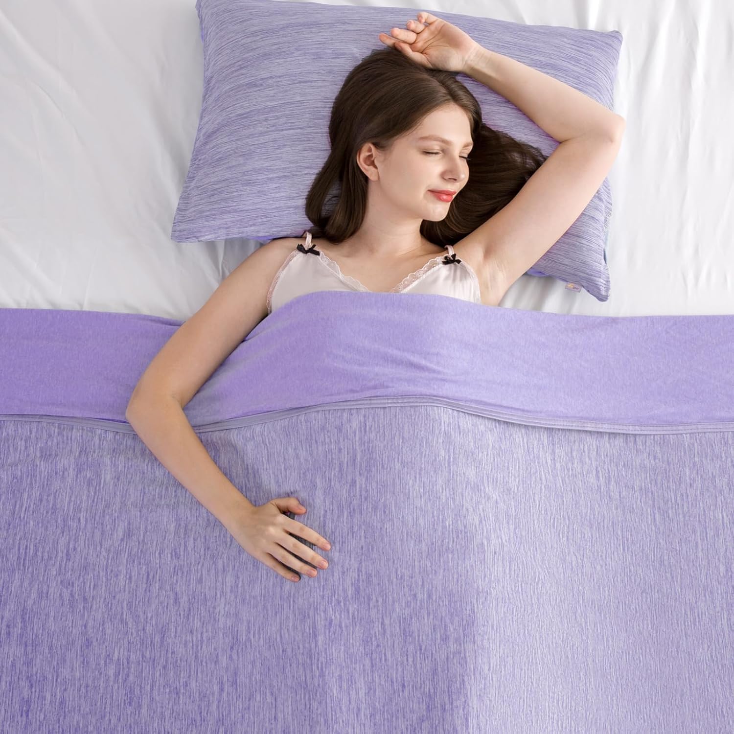Elegear Revolutionary Cooling Blanket Throw Absorbs Heat to Keep Body Cool for Night Sweats, Arc-Chill 3.0 Cool Fiber Q-Max>0.5 for Hot Sleepers, Lightweight Summer Cold Blankets for Sleeping, Purple
