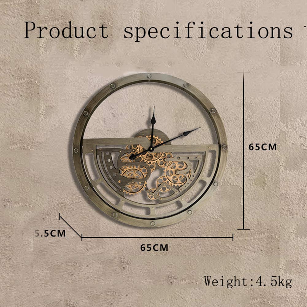 WOERD Reloj De Pared De Estilo Industrial Retro Europeo Engranajes En Movimiento Reloj Creativo De La DecoracióN De La Sala De Estar del Reloj del Engranaje del Arte del Metal