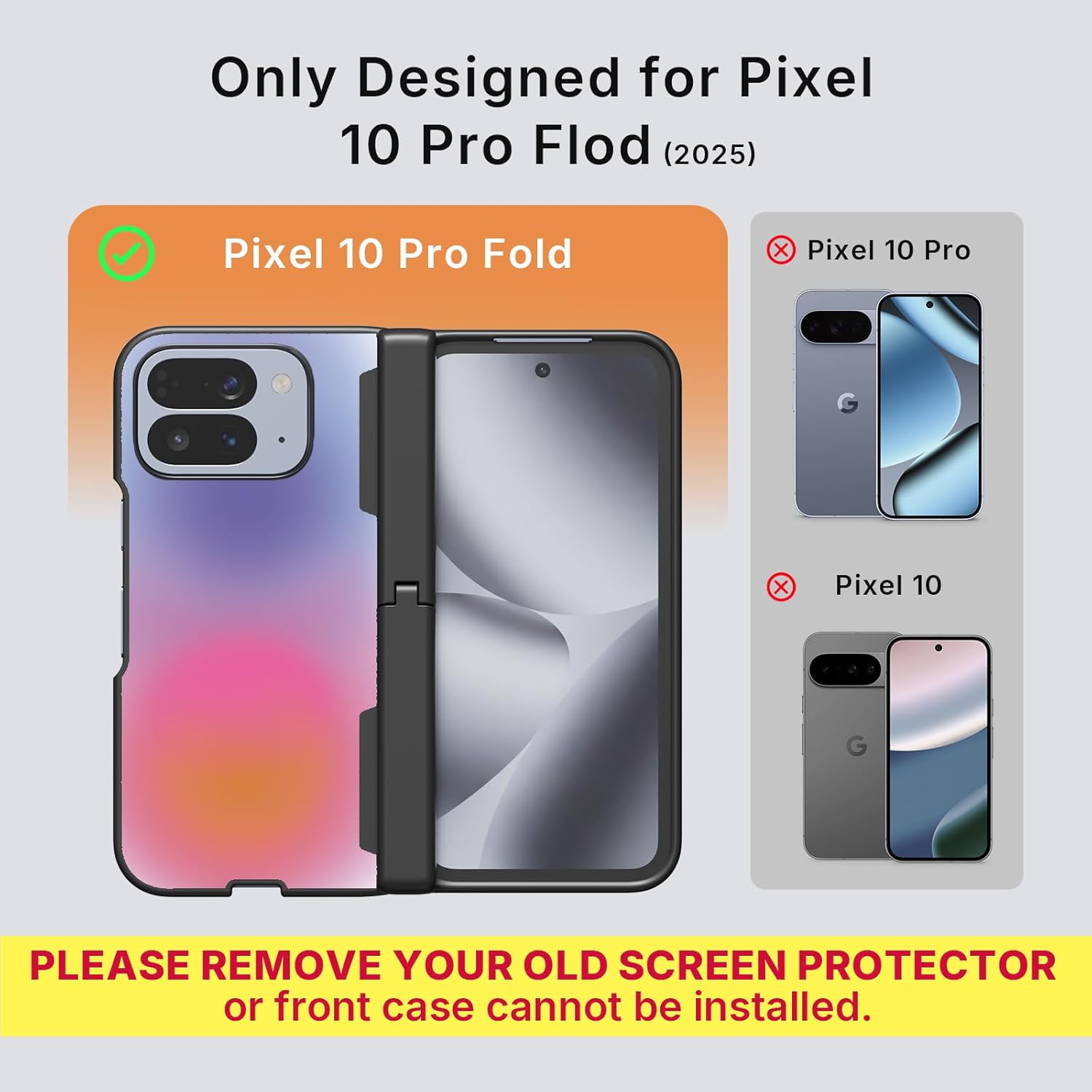 Rosarnnah Magnetic for Google Pixel 10 Pro Fold Case with Magsafe - Built-in [Screen Protector] [Hinge Protection] [Kickstand] - Full Body Protective Phone Case - Fade Out Black