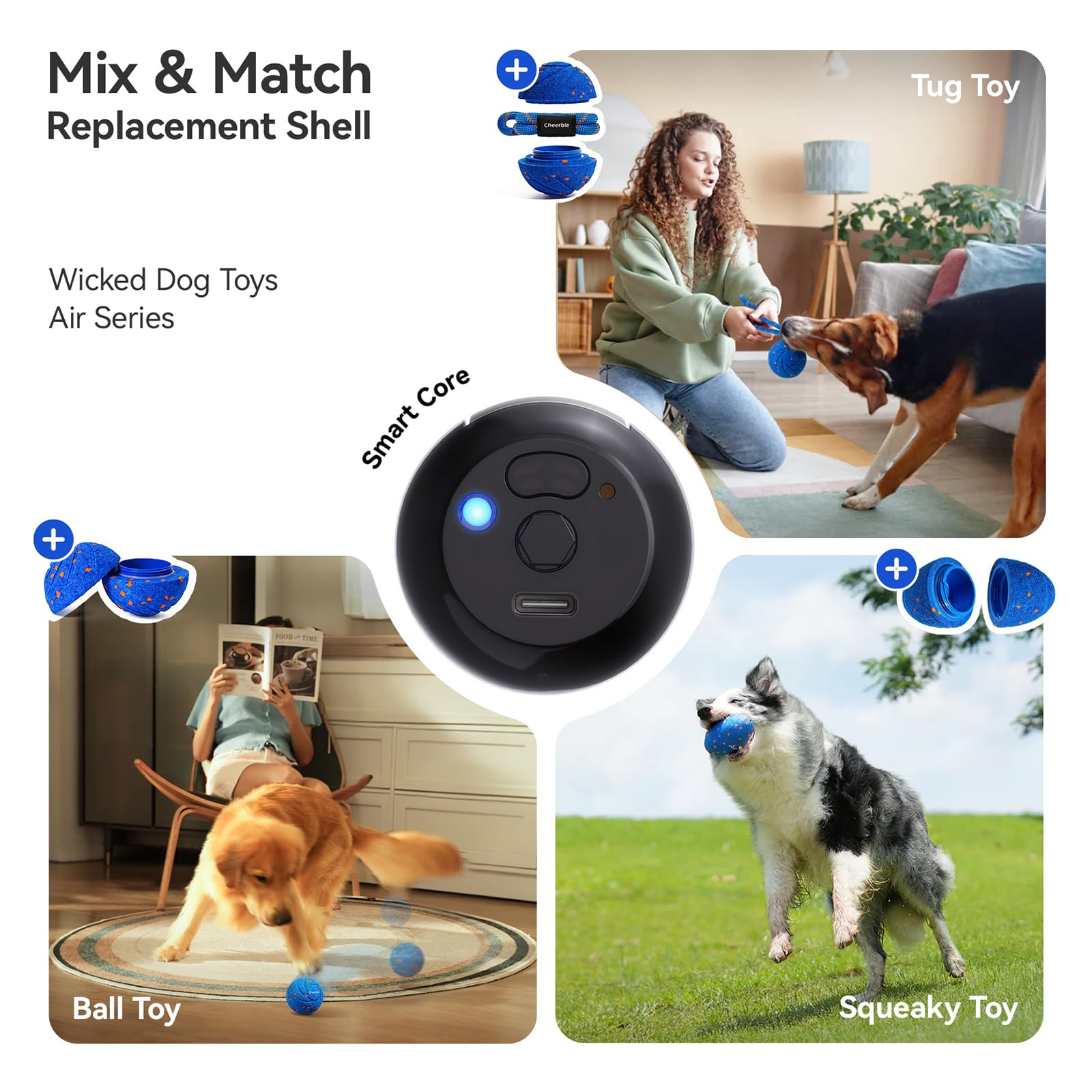Cheerble Wicked Ball Air Replacement Outer Shell, Change Mood for Dog Blue Shell, Royal Blue - Image 3