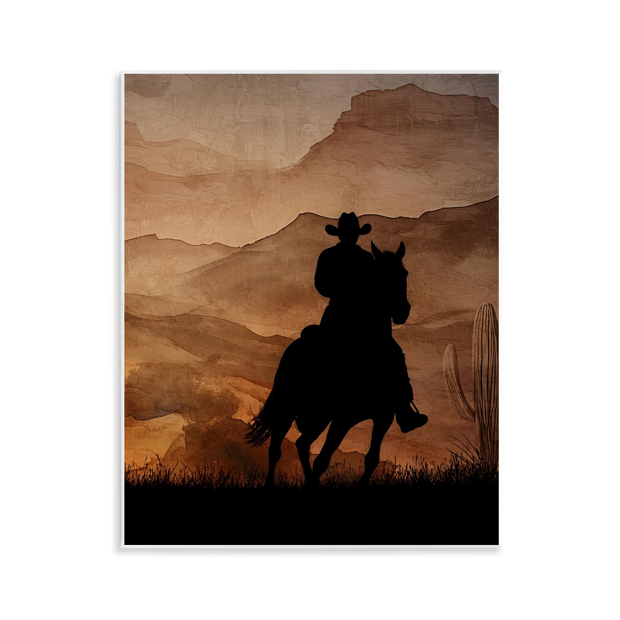 Stupell Industries Unframed 'Cowboy's Sunset Ride'| Wall Plaque Art