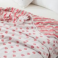 Vista 3 de Edredón suave de algodón puro con fresas pastorales, lavable a máquina, manta reversible, resistente a las arrugas y al encogimiento y duradera