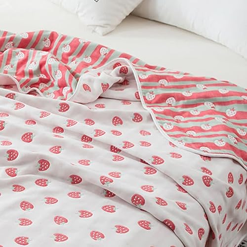 Miniatura 3 de Edredón suave de algodón puro con fresas pastorales, lavable a máquina, manta reversible, resistente a las arrugas y al encogimiento y duradera,