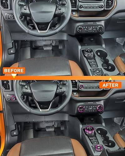 Miniatura 60 de Savadicar CKT01 Billet - Juego de molduras de perilla de control de aluminio, faros/4WD/HVAC, biseles de anillo de perilla de control climático, Rojo