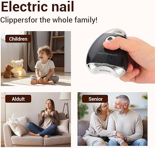 Miniatura 3 de Cortaúñas eléctrico en forma de mango y amoladora 2 en 1 de doble cabezal eléctrico para uñas, afilador de uñas de carga (negro)