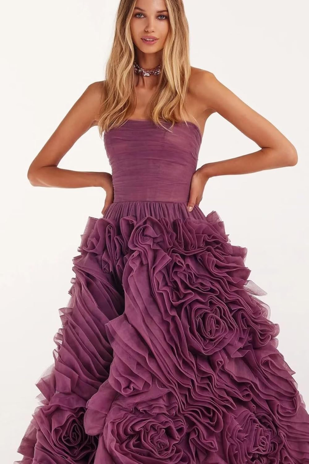 Organza Homecoming Dresses for Teens 2025 Strapless 3D Flower Prom Dress Evening Party Gowns KN039 - Image 2