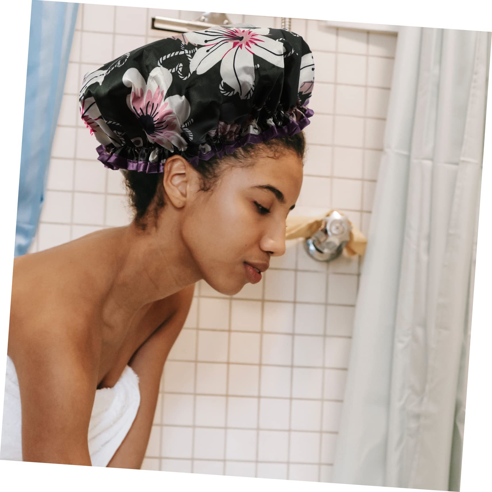 DOITOOL 9stücke Teiliges Wasserdichte Duschhaube Für Damen Elastische Badekappen Aus Satin Und Peva Atmungsaktiv Und Langlebig Für Haarpflege Und Reisen