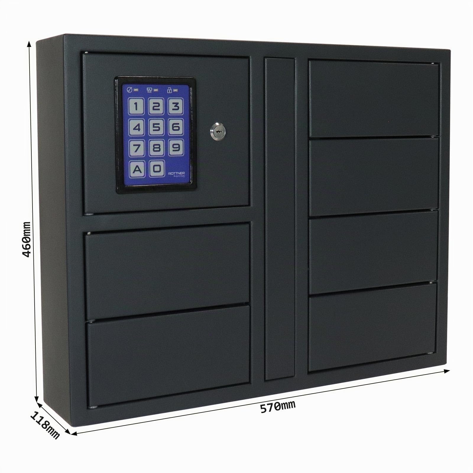 Rottner Schlüsselausgabe Key Depot 6 Stahl Elektronikschloss Notöffnung 6 Fächer inkl. Netzgerät Befestigungsmaterial