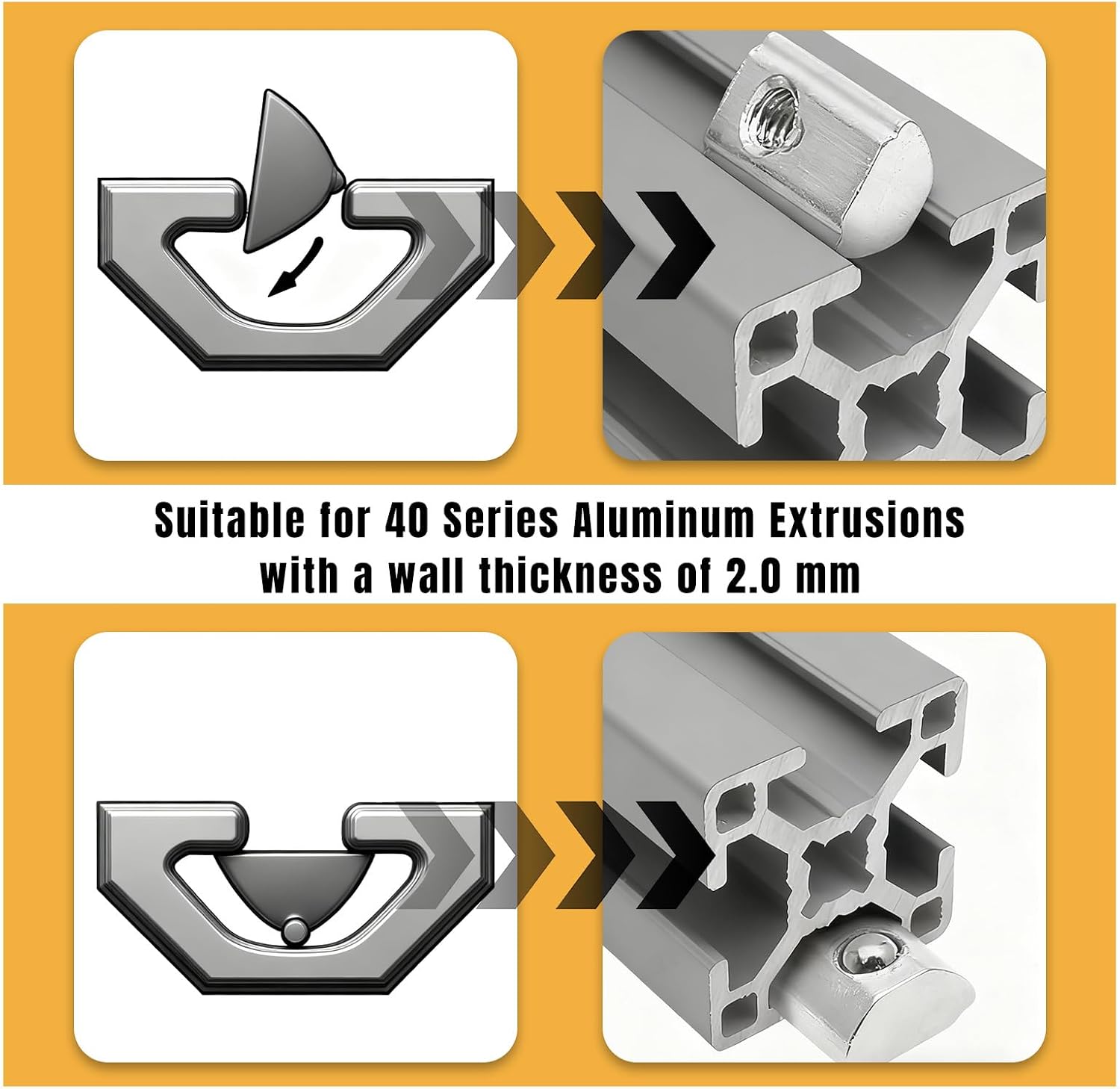 100 Pcs 40 Series M8 Thread T Spring Nut Carbon Steel European Standard M8 T Nuts Half Round Roll in Spring for 3D Printer, Aluminum Extrusion Profile, Silver
