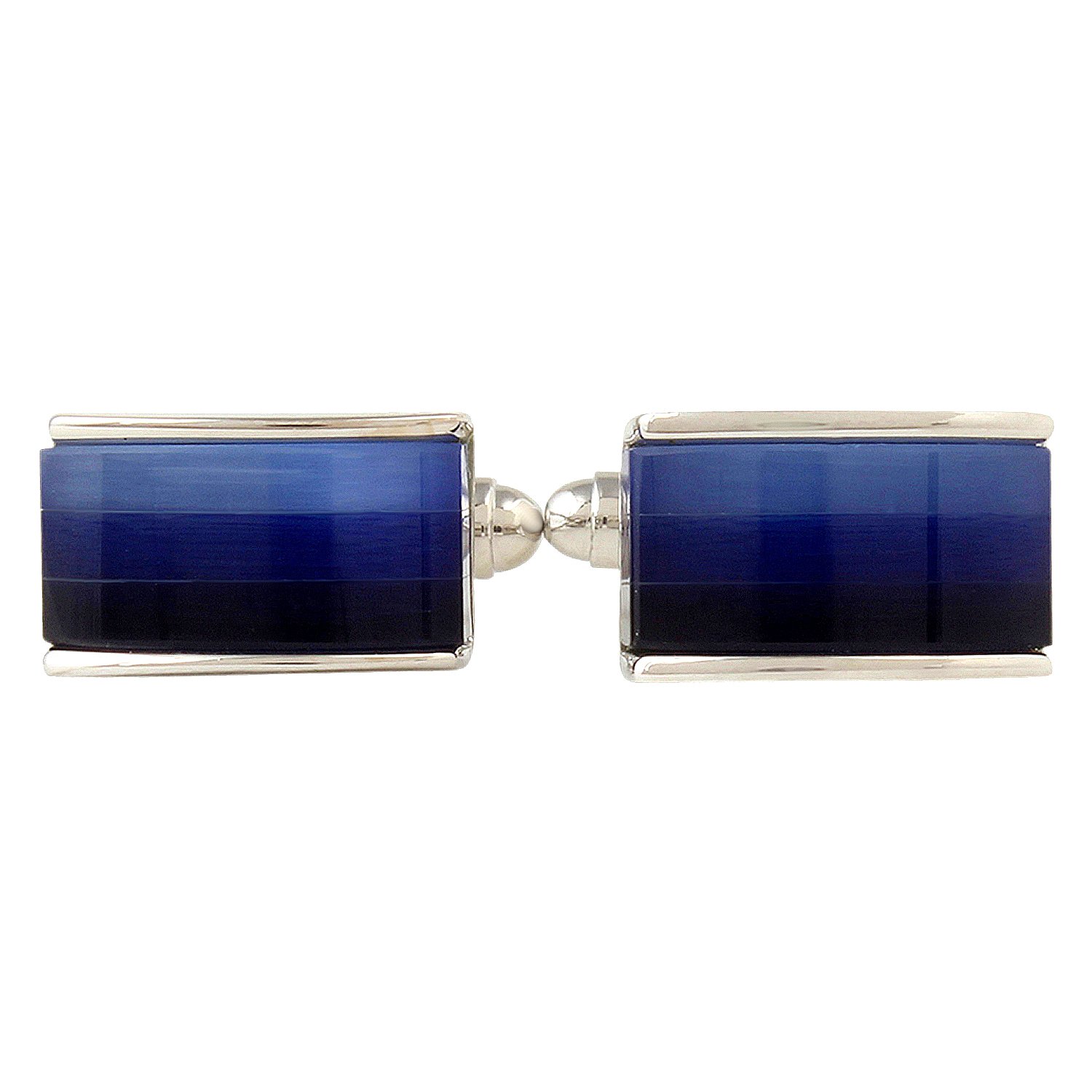 Blue and Silver Multiple Stone Studded Cufflinks for Men