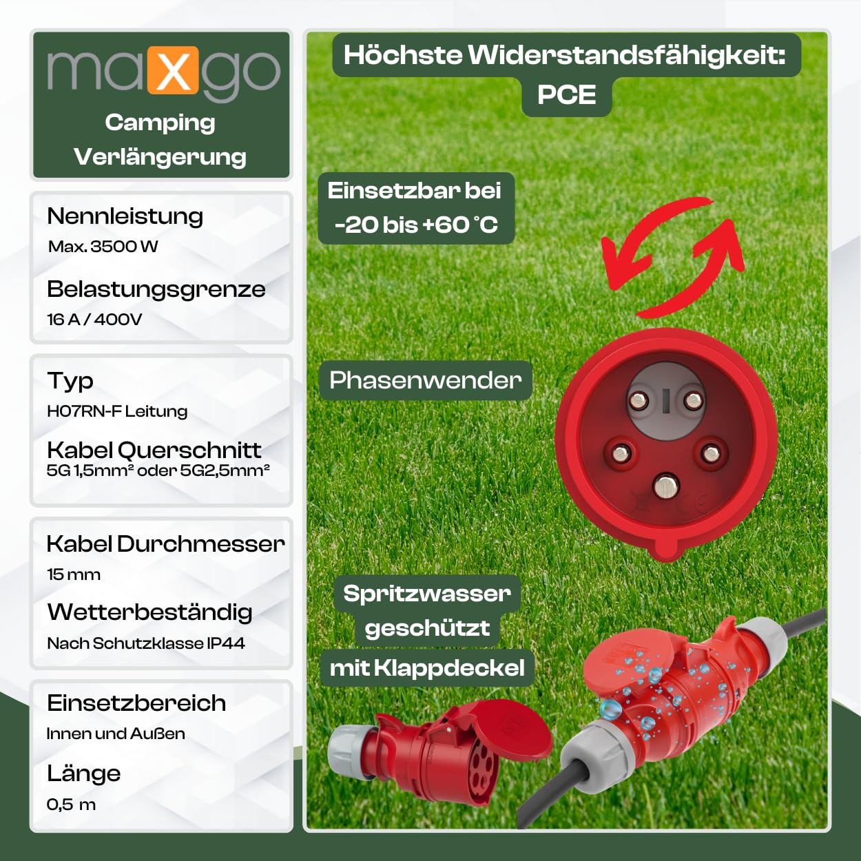 As-Schwabe CEE-Verlängerung 25m Orange Baustellenleitung H07BQ-F 5G6 - View #7