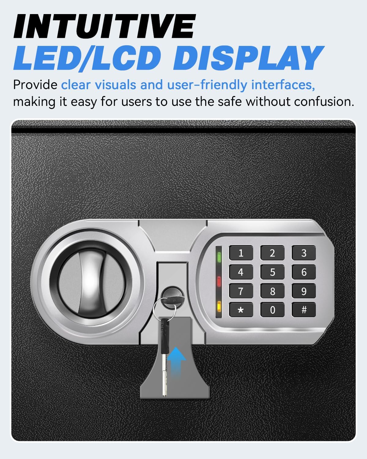 Secure Home Safe with Alarm, USB-C Power & Quiet Access - 2.0 CuFt Mid-Size Cabinet Safe for Bedroom or Office, Motion Light, Keypad & Shelf