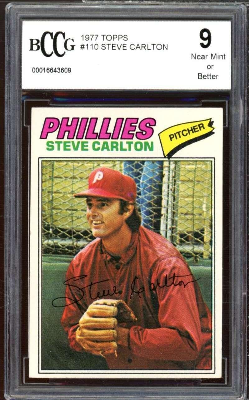 1977 Topps #110 Steve Carlton Card BGS BCCG 9 Near Mint+ - Slabbed Baseball Cards