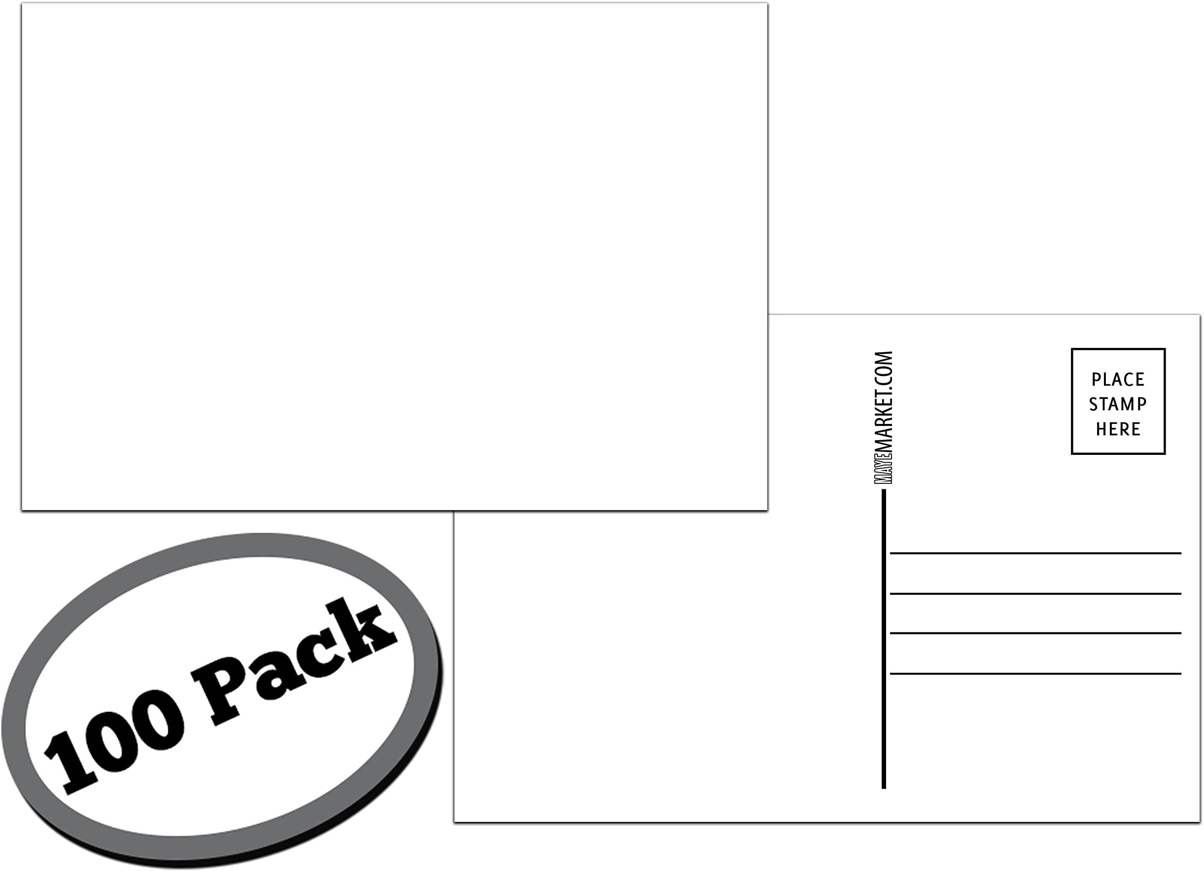 100 Pack of Blank Postcards. Each Post Card in this Bulk Set is 4 x 6, USPS Compliant (mailable), Permanent Marker Friendly, and Made in USA. Mail to Voters to get Votes.