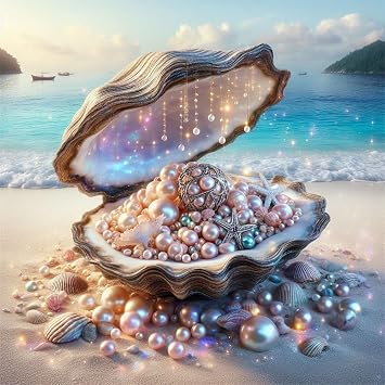 Huacan Diamond Painting Kits for Adults AB Drills Shell Art Kit DIY Pearl Picture Full Square Drill Paintings for Home Wall Decor 12 * 12 Inch