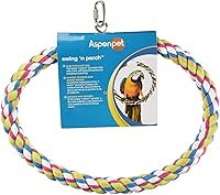 JW Pet Swing N' Perch Large Bird Swing - Soft Cotton Rope Perch for Rest, Play & Foot Comfort