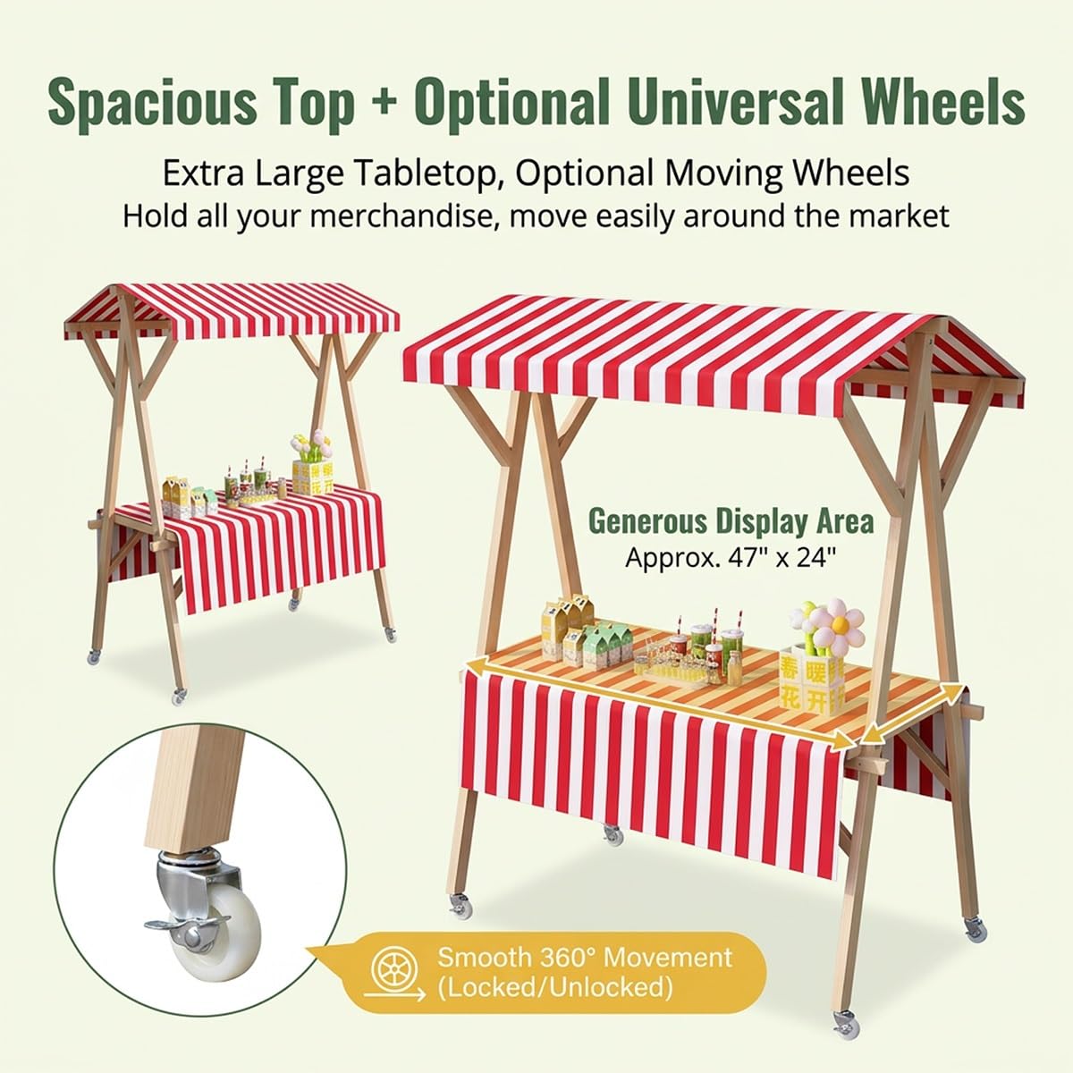 Foldable Farmers Market Stand with Canopy