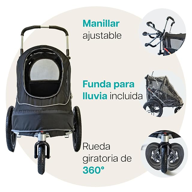 Foto 4 de 8 de InnoPet Sporty EVR Coche para Perros - Todo Terreno - Ruedas de Goma Sólidas tipo Aire