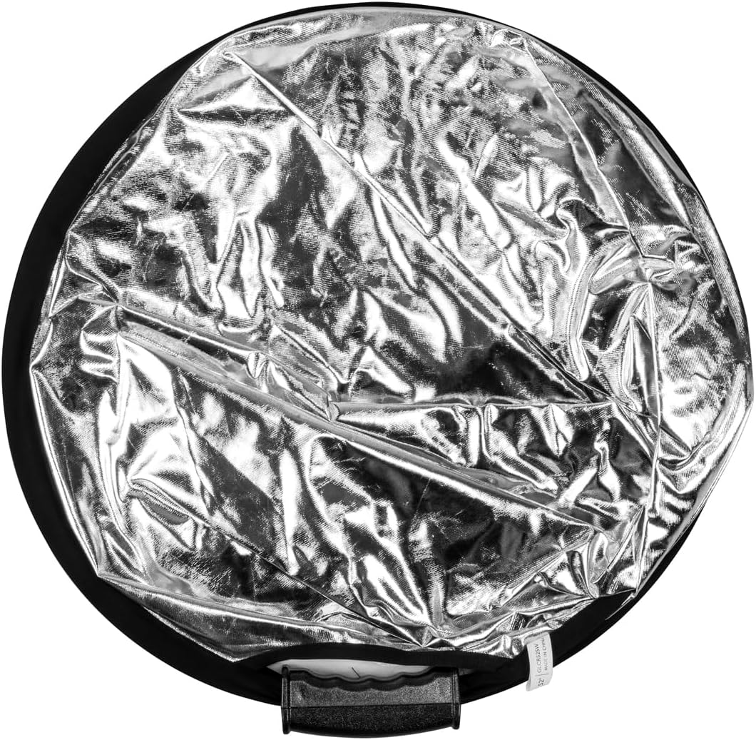 Glow Circular Collapsible Reflector with Handles (52", Silver/White)