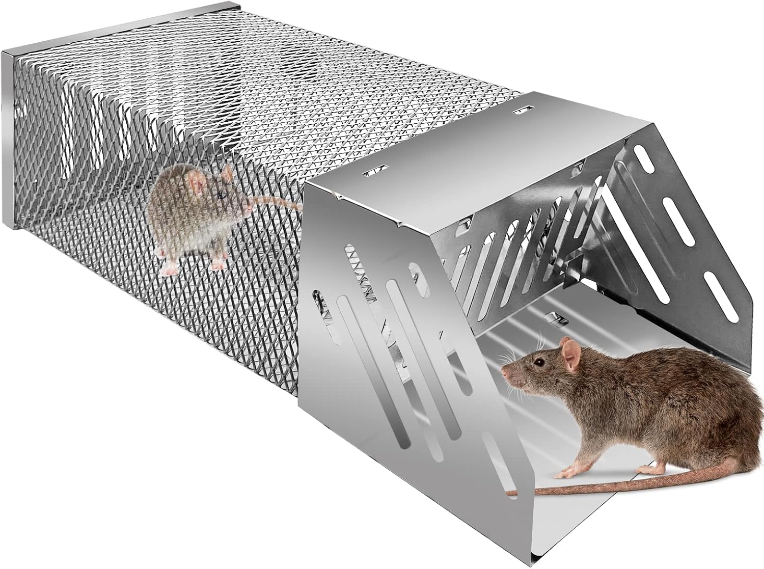 Humane Rat Trap, Automatic Continuous Cycle Moust Traps, Rat Trap Cage, That Work for Indoor and Outdoor Small Animal - Mouse Voles Hamsters Live Cage Catch and Release